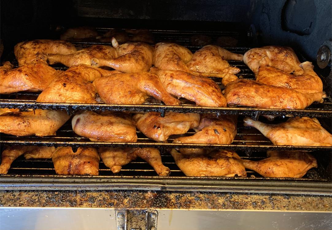 Whiskey Jack's BBQ smoked chicken in the smoker