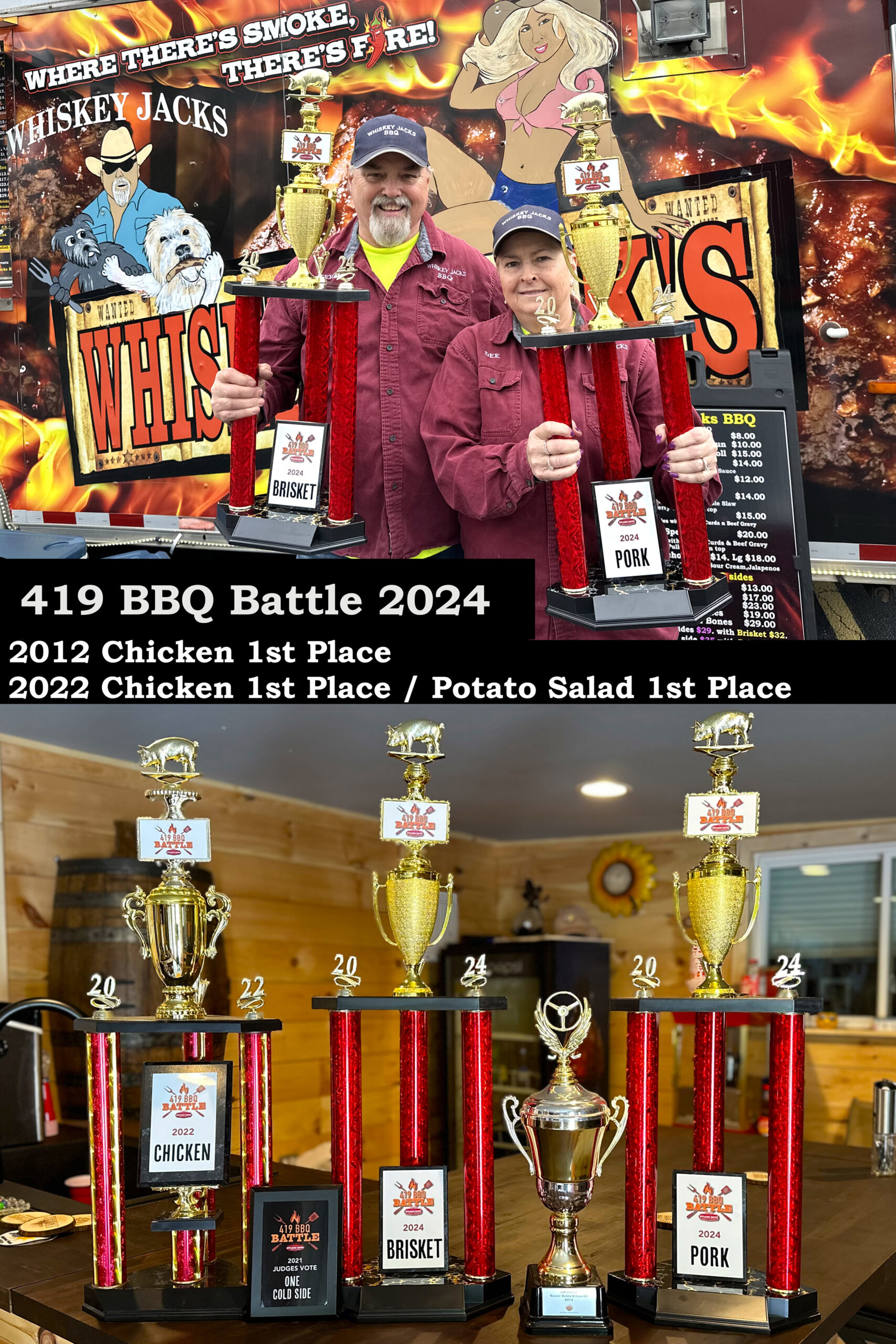 Whiskey Jack's BBQ trophies and competition awards